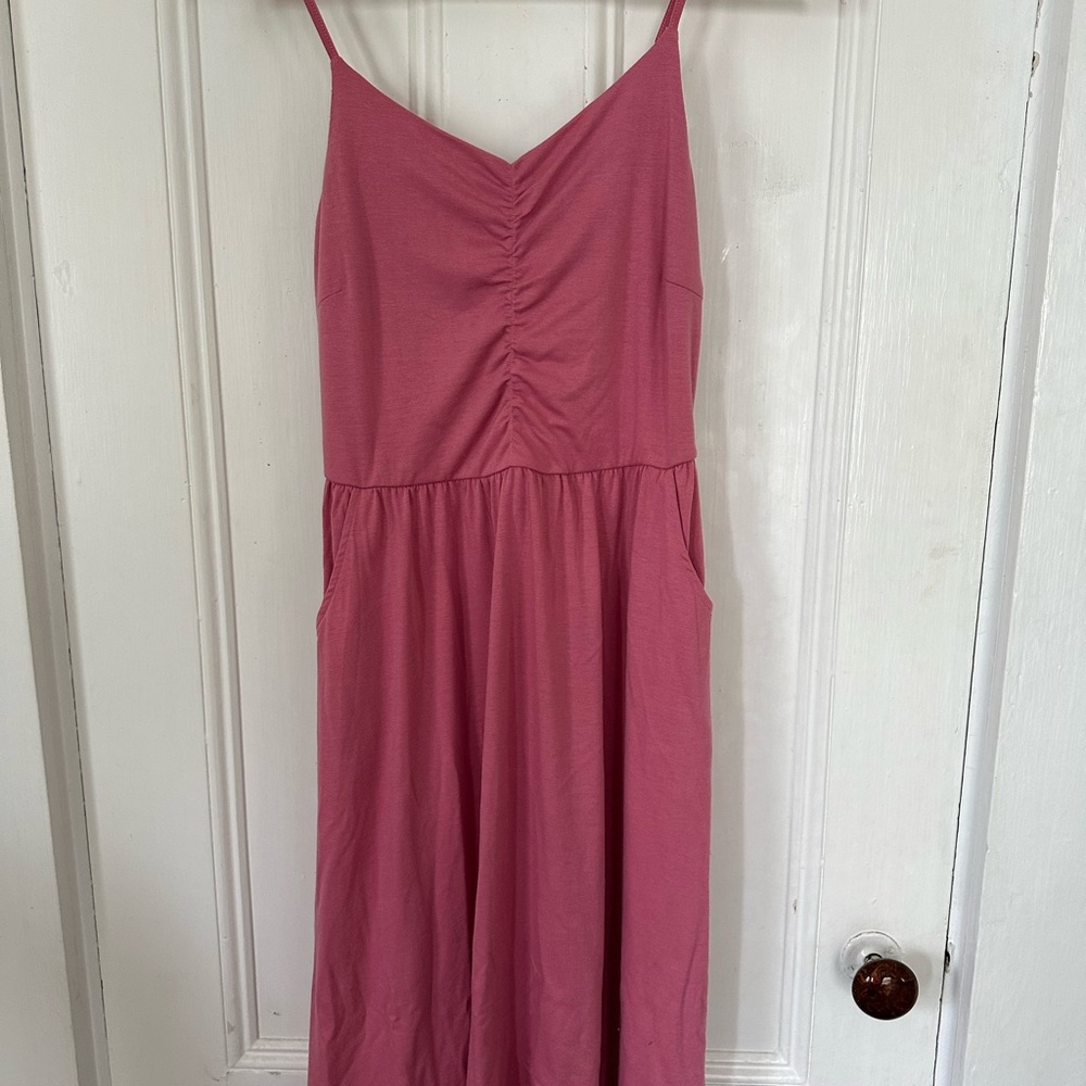 Amazon Essentials Women's Pink Midi Dress